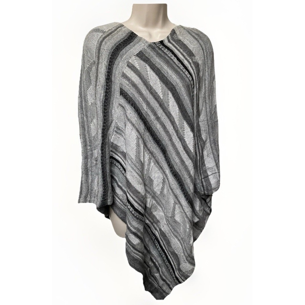 Ralph Lauren Knit Poncho Womens Size Small Gray Lightweight Asymmetric Lagenlook